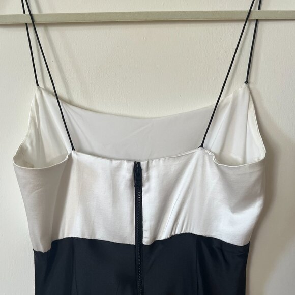 ALICE + OLIVIA Rosa Asymmetrical Midi Slip Dress White and Black Size 6 - Picture 4 of 8